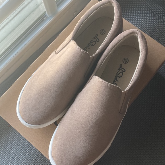 Taupe Suede Slip On Sneakers - Picture 2 of 8